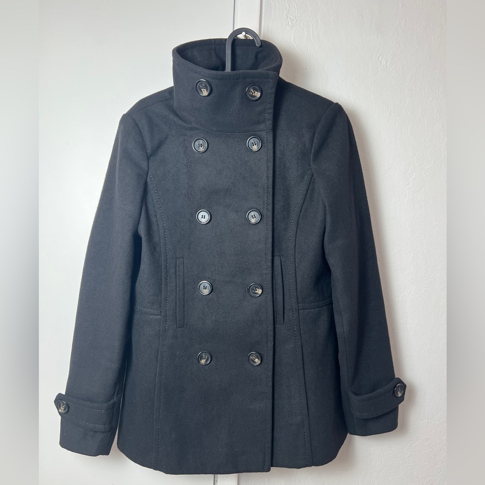 Thread & Supply Black Double-Breasted Peacoat Perfect Spring Transition Coat - M - Picture 3 of 15